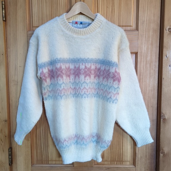 Icelandic Sweaters - Vintage 80s/90s Icelandic By GE-KA Wool Sweater Pullover Medium Made in England